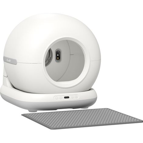 Lettiera Autopulente per Gatti 58,1x47,5x53 cm con Telecamera HD Contenitore da 7L e Sensori in PP e ABS Bianco e Grigio (1/5)