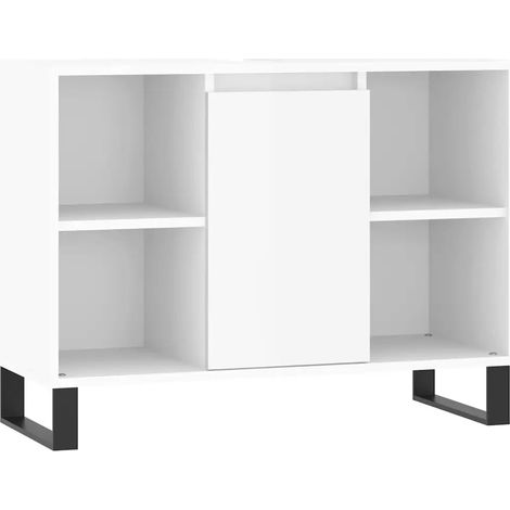 Mobiletto da bagno moderno con scomparto e ripiani 80 x 33 x 60 cm realizzato in legno composito bianco lucido 020049065
