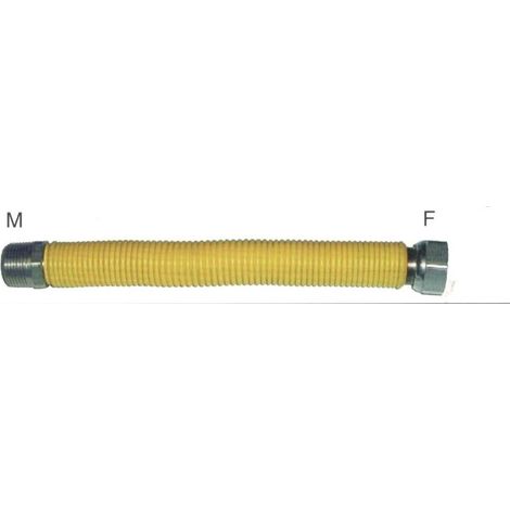 Tubo flessibile gas estensibile INOX 3/4'' 100 / 200 mm giallo inox norma UNI 11353 (1/2)