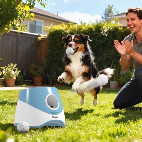 Lanceur Automatique de Balles pour Chiens Petits et Moyens Bleu, haute qualité et durable (1/5)