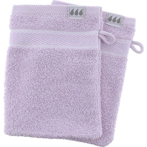 Set aus 2 waschhandschuhen 15x21 cm 100% baumwolle - lila - Tendance