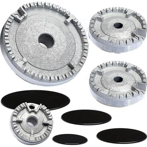 Ensemble de chapeau de cuisinière amélioré, couvercle de brûleur de plaque de cuisson, chapeau de brûleur compatible avec la plupart des brûleurs de cuisinière (1/5)