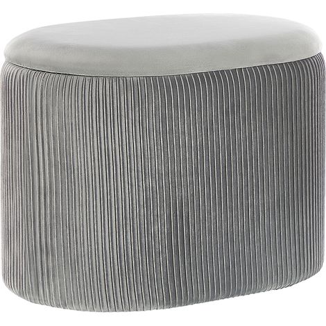 Puf de terciopelo gris claro almacenaje reposapiés glamour sala de estar dormitorio Richland