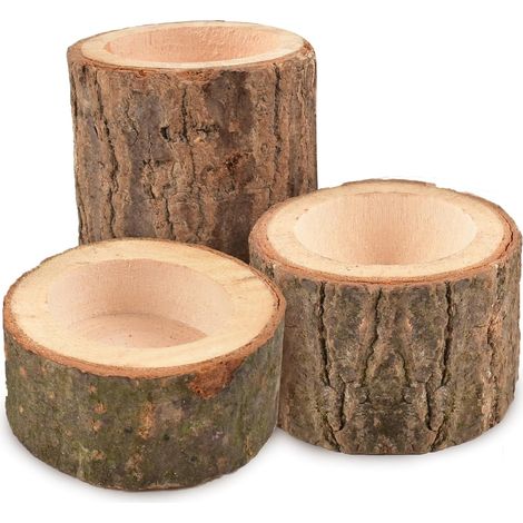 Porte-bougies chauffe-plat - Porte-bougies chauffe-plat en bois personnalisés - Lot de 3 (2,5 cm, 4,3 cm, 7,1 cm) - Idéal pour les mariages, les anniversaires et les fêtes. (1/4)