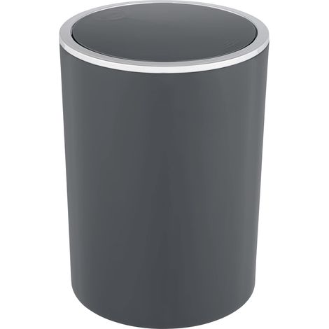 WENKO Secchio con coperchio oscillante Inca, 5 litri, pattumiera per WC di cortesia, secchio con coperchio per bagno, pattumiera per cucina in plastica, senza bisfenolo A, Ø 18,5 x 25,5 cm, antracite (1/2)