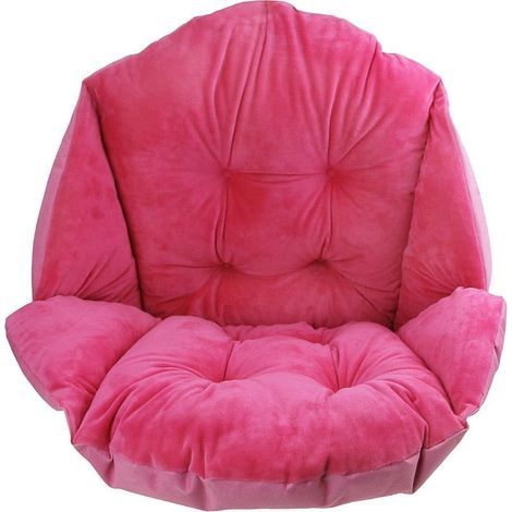 LAN Stuhlkissen mit Rückenlehne, Schalensitz, weichem Samt, elastisch, wasserdicht, für Rattan- und Strohstühle, Gartenstühle, 40 x 52 cm, Rosa und Rot (1/5)