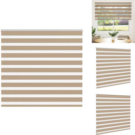 Store zèbre marron sable largeur du tissu 150,9 cm polyester - Store Zébré - Stores Zébrés - Store À Enrouleur Zébré - Double Store À Enrouleur (1/5)