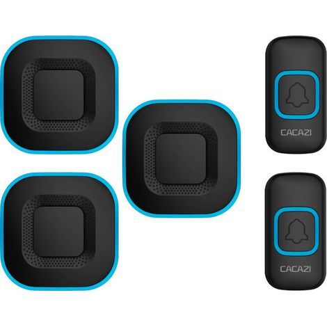 Kabellose Türklingel, smarte LED-Türklingel für Zuhause, 3 Klingeln, 2 Tasten, schwarz, 38 polyphone Klingeltöne für eine Reichweite von 300 Metern (1/5)