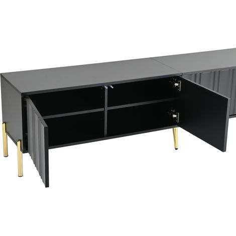 Schwarzes TV-Möbel 190 x 38 x 48 cm mit goldfarbenen Füßen (1/5)