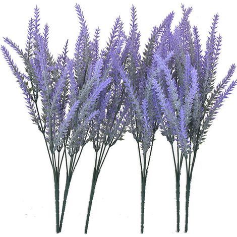 Lot de 6 fleurs artificielles de lavande violette, Décoration élégante pour maison et événements, Tiges flexibles en acier, Facile à nettoyer, Cadeau romantique et chic (1/5)