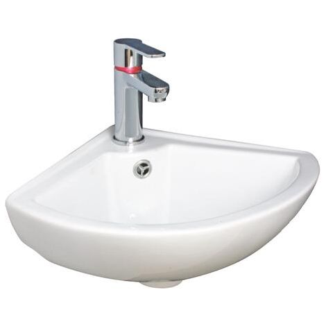 ONDEE ZEN - Lave-mains d'angle PIVOINE - Blanc - 35,5x35,5cm - Céramique - Avec trop plein