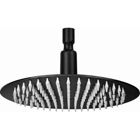 Soffione Doccia Tondo in Acciaio Crystal 1/2 1 Getto Ø 300MM Nero Opaco AER