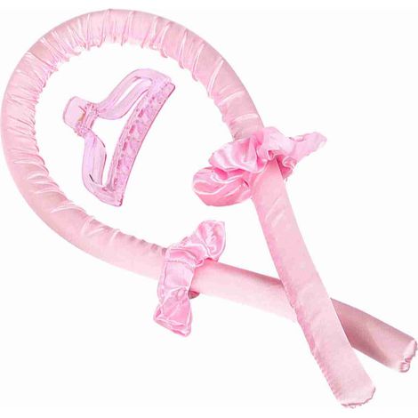 Ensemble de pinces pour bandeaux à friser sans chaleur, fixation en caoutchouc, outil de coiffure pour cheveux bouclés, rose de nuit (1/5)