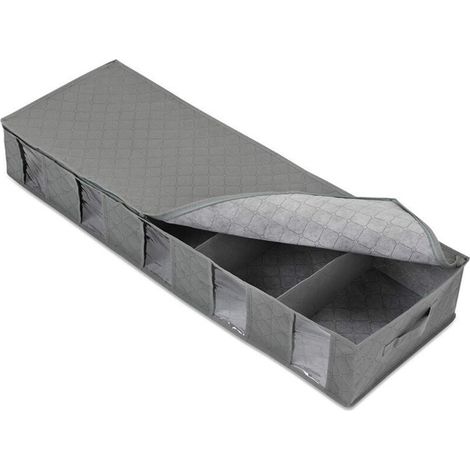 Boîte de Rangement Sous Lit avec Fermeture Éclair Organiseur Anti-poussière pour Vêtements et Couettes Conteneur de Rangement avec Fenêtre Transparente et Poignées Gain de Place (1/5)