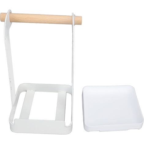 Rutschfester Deckelhalter aus Eisen und Holz, multifunktionale Aufbewahrung für Spatel und Küchenutensilien, weißer Organizer. (1/5)