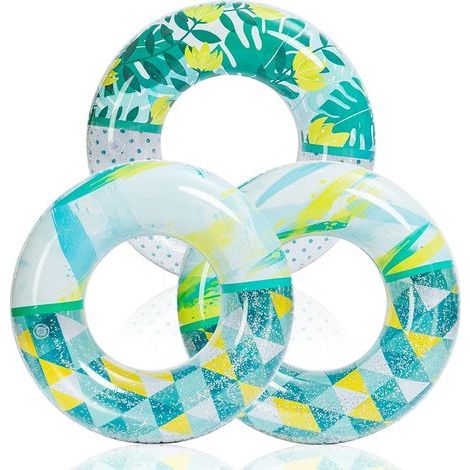 Flotteurs de Piscine gonflables avec Paillettes 32.5" /82.55cm(3 Packs), Tubes de flotteurs de Piscine Tropicale (1/4)