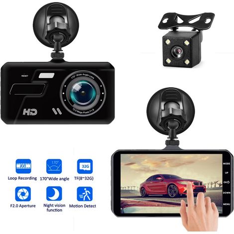 H301 Touchscreen Car DVR with Front and Rear Lenses, Reversing Camera, Parking Monitoring, Loop Recording, High-Definition Night Vision -- 4-inch Touchscreen Single Recording (1/3)
