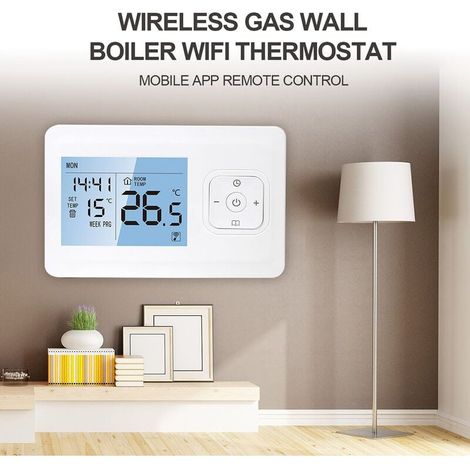 Thermostat intelligent Wi-Fi Thermostat programmable sans fil avec récepteur RF Montage mural Style de table Contrôle de l'application Commande vocale Compatible avec Alexa Google Assistant Températur (1/4)