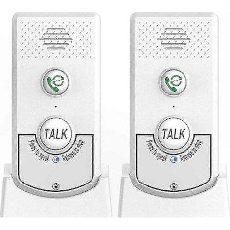 Interphone sans fil domestique – Kit de 2 unités avec communication vocale bidirectionnelle, portée étendue jusqu’à 500 m en extérieur, design compact et portable, couleur blanc