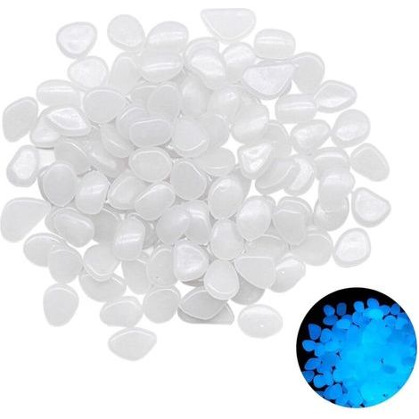 300 Pièces Lumineuses, Galets Brillants Décoratifs Galets Lumineux Cailloux Artificiels Blanc Galets Pierres pour Extérieur Jardin Aquarium Pierres Galets Lumineux qui Brillent Dans Noir(Blanc) (1/5)