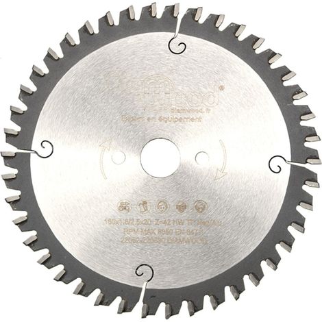 Diamwood – Lame de scie circulaire 160 mm – Alésage 20 mm – 42 dents – Pour aluminium, bois tendre, PVC – Denture trapézoïdale plate 45° (1/5)