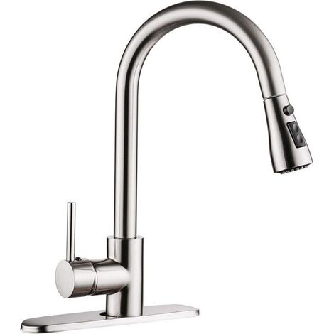 Robinet de cuisine avec douchette extractible, mitigeur de cuisine en acier inoxydable brossé 3 (1/4)