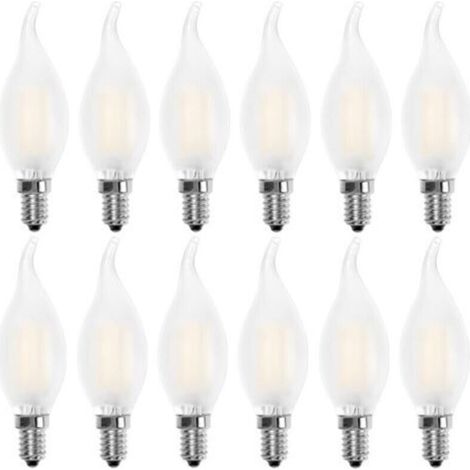 Ampoule LED E14 Flamme,Forme de Bougie,Blanc Chaud 2700K,4W Equivalence Incandescence 40W,400lm, Lot de 12