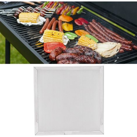 Grille de barbecue carrée en acier inoxydable avec bordure, adaptée aux pique-niques en plein air, aux petits fours, aux brûleurs à alcool, grille de cuisson à flamme nue à mailles fines résistante à (1/5)