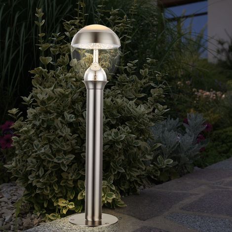Außenleuchte Stehlampe Standleuchte Garten Edelstahl Sockelleuchte Außen, IP44, 1x LED 11W 750Lm warmweiß, DxH 15x59 cm