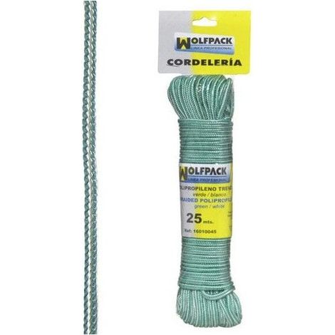 Geflochtenes Polypropylenseil Weiß/Grün (Knäuel 25 m.)