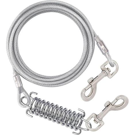 Câble d'attache pour chien, laisse de course pour chien de jardin en fil d'acier avec ressort de qualité supérieure, pour grands chiens courant dans (1/5)