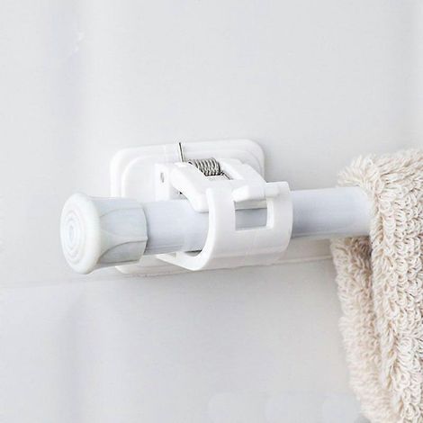 Lot de 4 crochets autocollants blancs pour tringles à rideaux - Non perforés - pour serviettes, rideaux, manteaux (1/4)