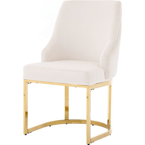 6er-Set Esszimmerstühle aus beigem Samt mit goldfarbenen Metallbeinen 59x55x89 cm MODENUIT (1/5)