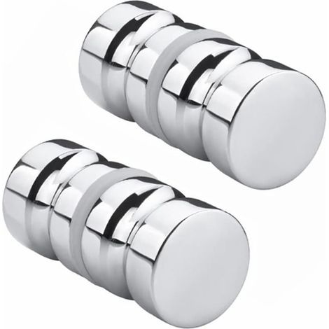 2 Poignées de porte de douche, aluminium massif, finition chromée, pour verre 6-18mm, salle de bain(Troisième trimestre : septembre) (1/5)