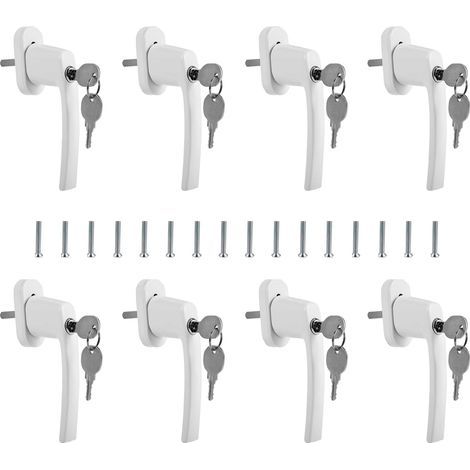 Aluminum window handle, 8 pieces of lockable window handles, child safety device with 35mm pin lock, window lock in white, for (1/5)