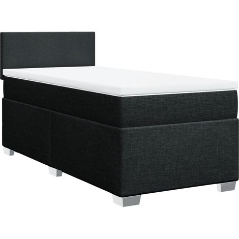 Maison Exclusive - Cama box spring con colchón tela negro 90x190 (1/5)