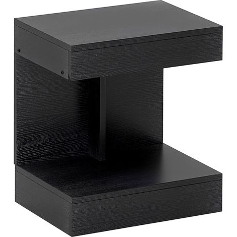 Table de nuit noire 40x30x46 cm - Avec tiroirs et étagères - Pour chambre, salon - Meuble de chevet pratique - Rangement polyvalent - Design moderne (1/5)