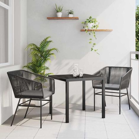 vidaXL Garten Essgruppe 3 pcs Schwarz Pulverbeschichteter Stahl (1/5)