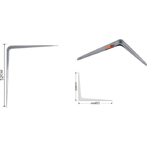 Kaela - Set 2pz Reggimensola Supporto Staffa Triangolo Mensola Metallo 25cm Grigio 91264 - (1/2)