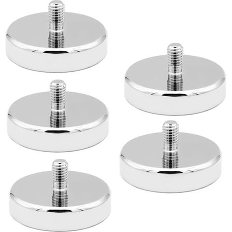 Set di 5 magneti al neodimio M6 da 32 mm con forza di 32 kg per viti, occhielli, ganci, dischi rotondi, fissaggio potente (1/4)