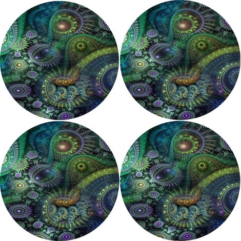Juego de 4 manteles individuales redondos para mesas 4D de 33 cm - nirvana  Fieltro ecológico, impresión HD, lavable a 40 °C, Bertoni (1/5)