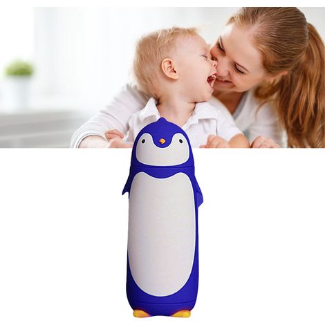 Gourde isotherme pingouin 300 ml, bleue, idéale pour les activités de plein air. (1/5)