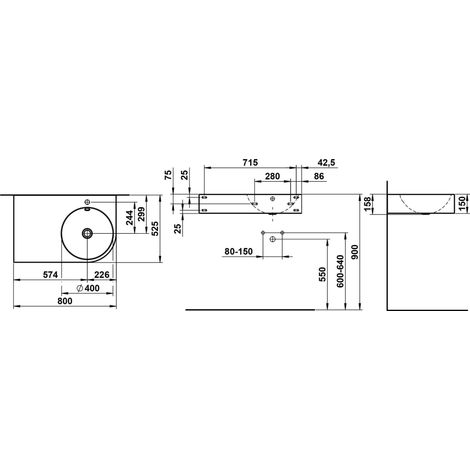 LAUFEN Form lavabos, rectangular, bandeja izquierda, 1 agujero