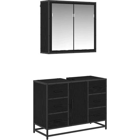 Maison Exclusive - Badezimmermöbel-Set 2 pcs Schwarz Eichen-Optik