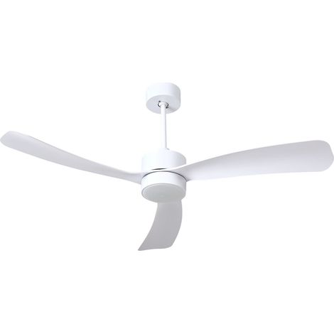 Ceiling Fan with Light White Synthetic Material Remote Control Modern Scandinavian Living Room PRASLIN