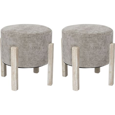 Lot De 2 Tabourets - Home Deco Factory - Emilia - Rembourrés - Taupe