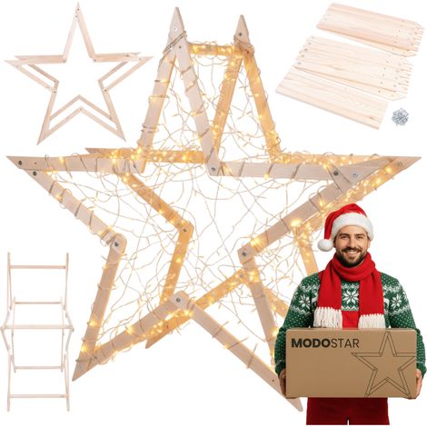 MODO24 MODOSTAR Étoile Noël 3D XXL FSC 139cm Naturel DIY. (1/5)