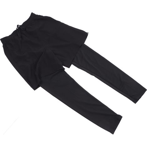 Schwarze zweiteilige Herrenhose, 2-in-1 elastische und schnelltrocknende Trainingsleggings. (1/5)