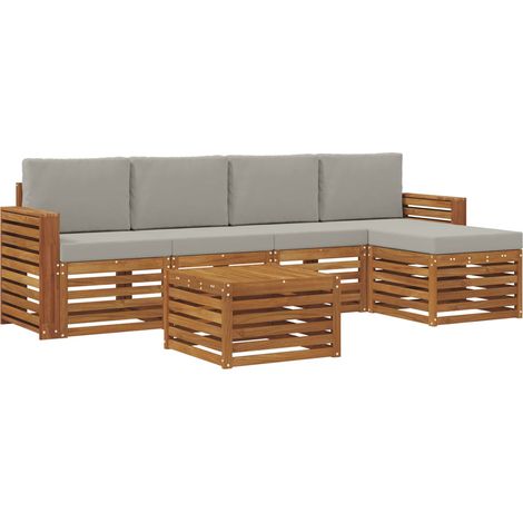 Set di divani da esterno 6 pz Grigio Naturale e Chiaro vidaXL (1/5)
