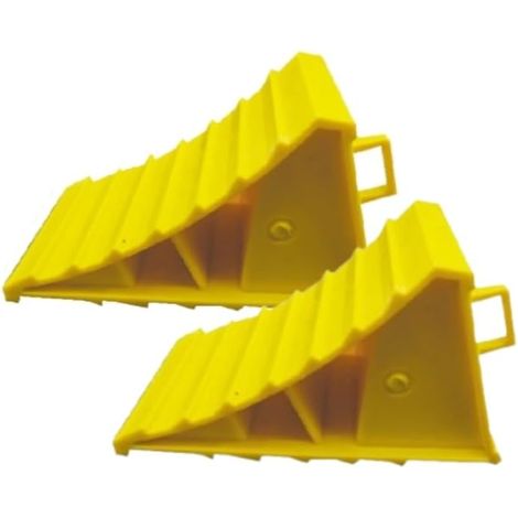 Cale De Roue, 2 Pièces Cale De Roue Plastique, Bloc Anti-DéRapant, Antidérapantes et Incassables, Anti-Dérapant Butée De Glissement De Pneu pour Voiture, Caravanes, Remorques, Jaune, 161010cm (1/5)